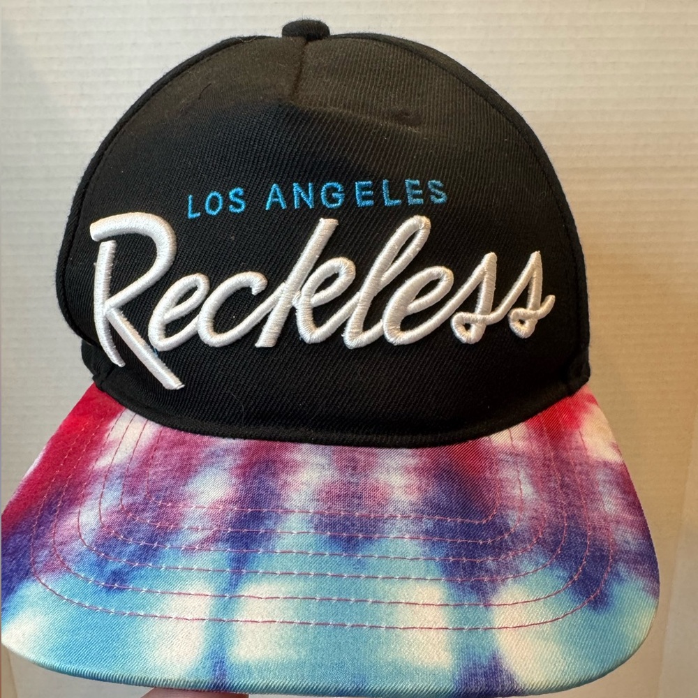 EUC Los Angles Reckless Y&R Snapback Cap Hat Tie Dye Brim Unisex Wool Blend OSFM